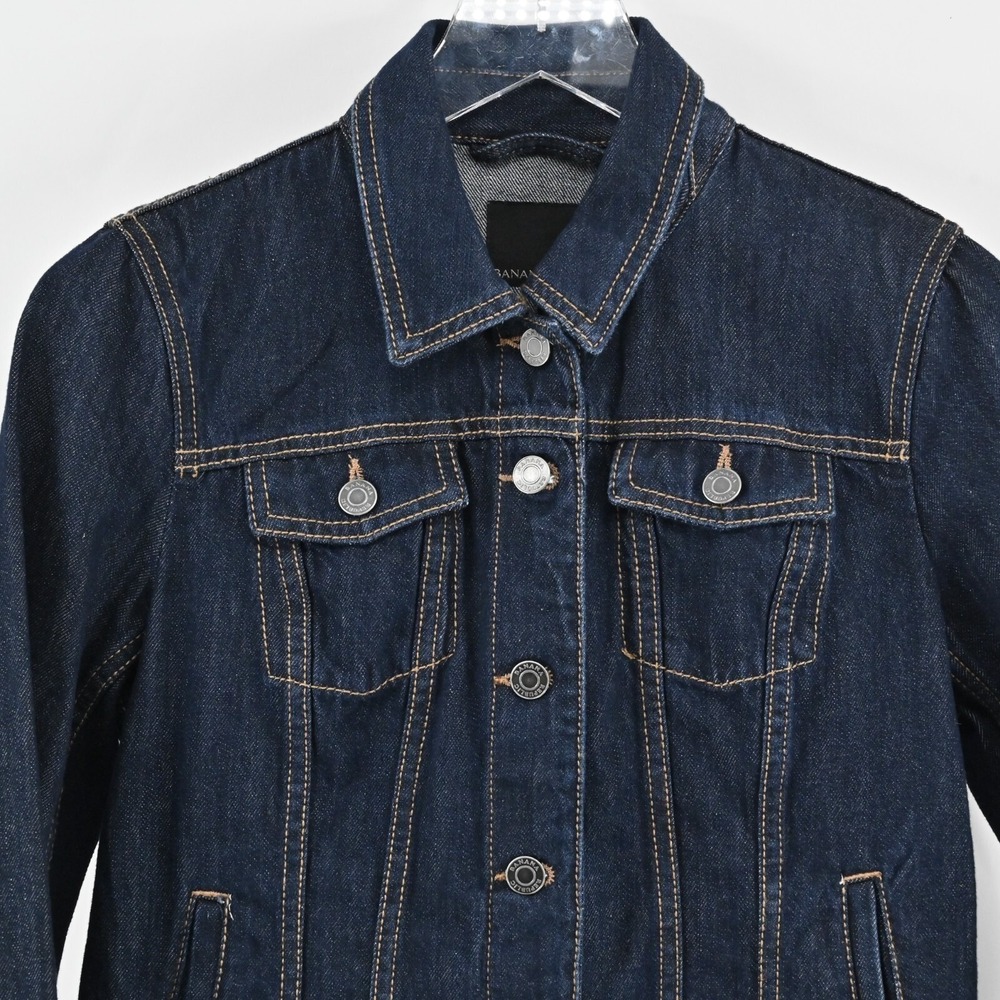 Banana Republic Embroidered Tiger Jean Jacket Womens Size XS Denim Button Patch - Picture 9 of 12